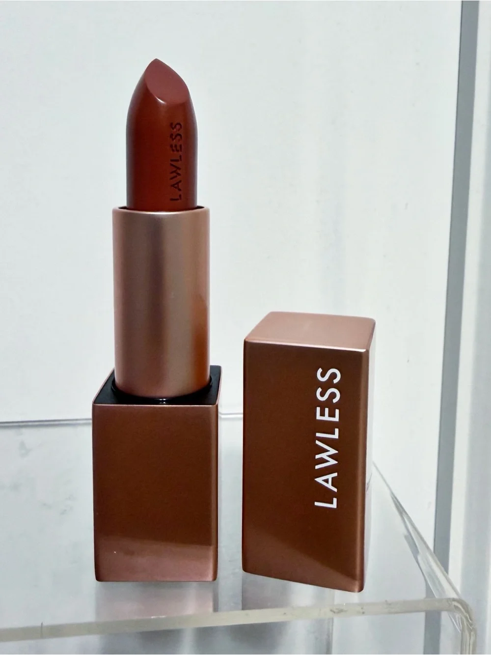 LAWLESS Forget The Filler Lip-Plumping Satin Lipstick PINK SPICE ~ New in Box